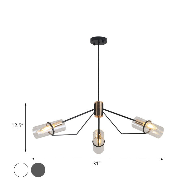 Sputnik Clear/Smoke Glass Chandelier Industrial 3/6 Heads Bedroom Hanging Light Fixture in Black Clearhalo 'Ceiling Lights' 'Chandeliers' 'Clear' 'Close To Ceiling Lights' 'Glass shade' 'Glass' 'Industrial Chandeliers' 'Industrial' 'Middle Century Chandeliers' 'Modern' 'Tiffany' 'Traditional Chandeliers' Lighting' 1457956