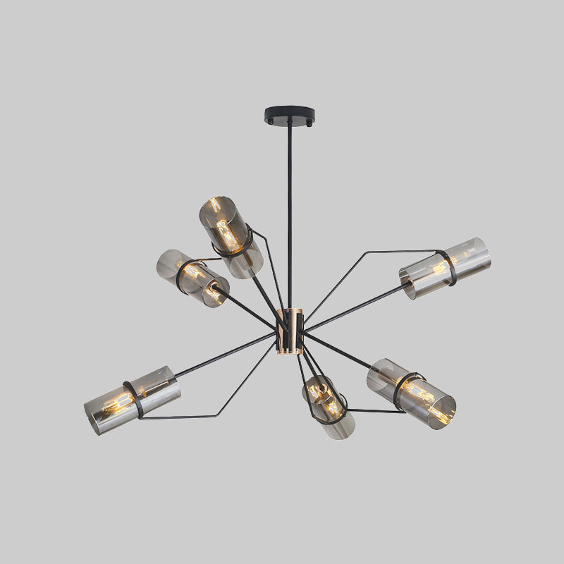 Sputnik Clear/Smoke Glass Chandelier Industrial 3/6 Heads Bedroom Hanging Light Fixture in Black Clearhalo 'Ceiling Lights' 'Chandeliers' 'Clear' 'Close To Ceiling Lights' 'Glass shade' 'Glass' 'Industrial Chandeliers' 'Industrial' 'Middle Century Chandeliers' 'Modern' 'Tiffany' 'Traditional Chandeliers' Lighting' 1457958