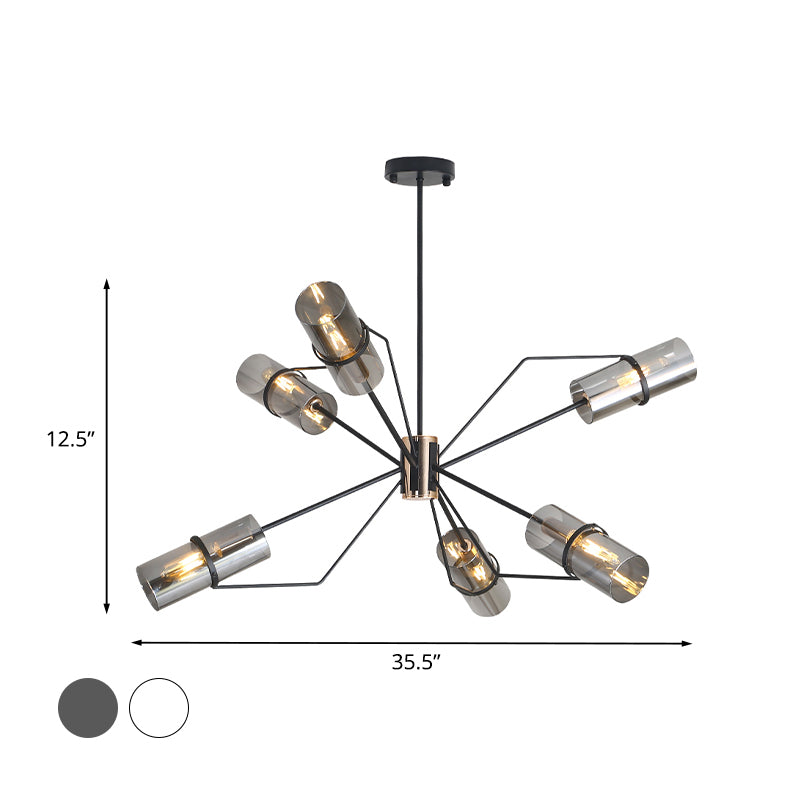 Sputnik Clear/Smoke Glass Chandelier Industrial 3/6 Heads Bedroom Hanging Light Fixture in Black Clearhalo 'Ceiling Lights' 'Chandeliers' 'Clear' 'Close To Ceiling Lights' 'Glass shade' 'Glass' 'Industrial Chandeliers' 'Industrial' 'Middle Century Chandeliers' 'Modern' 'Tiffany' 'Traditional Chandeliers' Lighting' 1457959