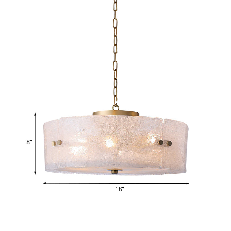 Circular Living Room Chandelier Traditional Frosted White Glass 4 Lights Brass Pendant Light Clearhalo 'Ceiling Lights' 'Chandeliers' 'Glass shade' 'Glass' Lighting' 1457979