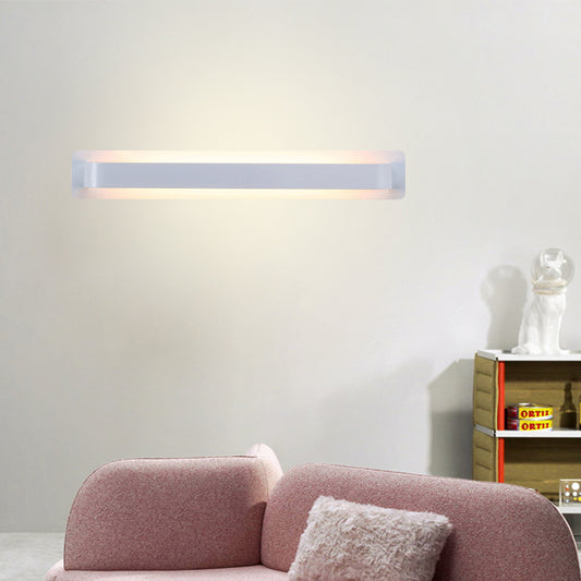 Black/Gray/White Linear Wall Sconce Simple Style Integrated LED Metal Wall Lamp for Living Room White Clearhalo 'Cast Iron' 'Glass' 'Industrial' 'Modern wall lights' 'Modern' 'Tiffany' 'Traditional wall lights' 'Wall Lamps & Sconces' 'Wall Lights' Lighting' 145801