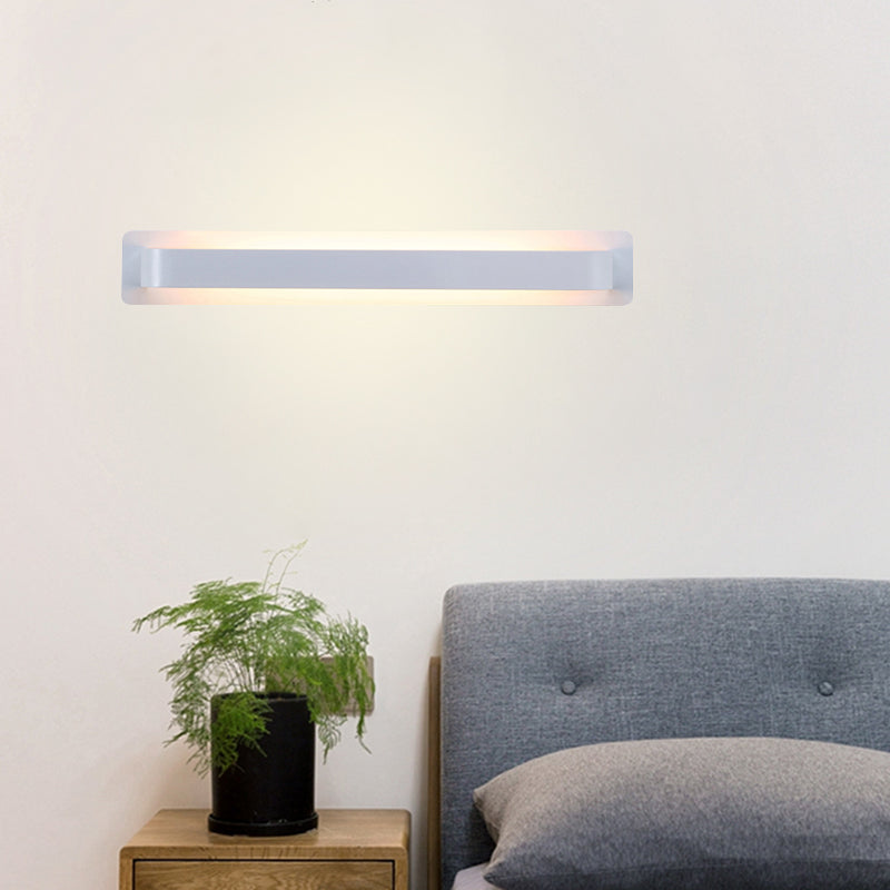 Black/Gray/White Linear Wall Sconce Simple Style Integrated LED Metal Wall Lamp for Living Room Clearhalo 'Cast Iron' 'Glass' 'Industrial' 'Modern wall lights' 'Modern' 'Tiffany' 'Traditional wall lights' 'Wall Lamps & Sconces' 'Wall Lights' Lighting' 145802