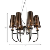 6 Bulbs Deep Cone Chandelier Light Rustic Black Iron Hanging Pendant with Horn Decor Clearhalo 'Ceiling Lights' 'Chandeliers' Lighting' options 1458047