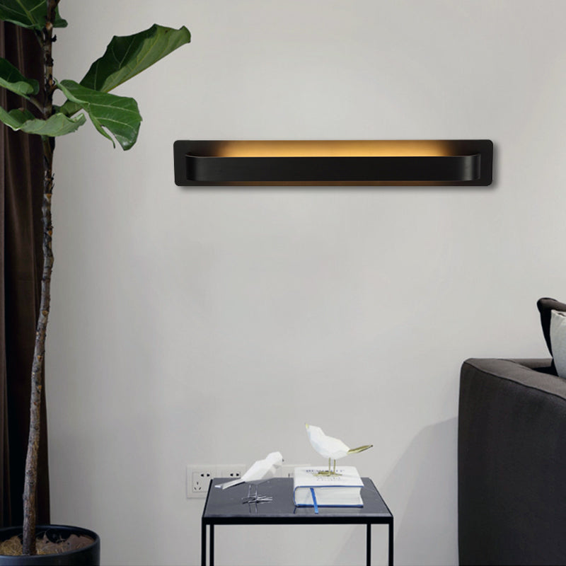 Black/Gray/White Linear Wall Sconce Simple Style Integrated LED Metal Wall Lamp for Living Room Black Clearhalo 'Cast Iron' 'Glass' 'Industrial' 'Modern wall lights' 'Modern' 'Tiffany' 'Traditional wall lights' 'Wall Lamps & Sconces' 'Wall Lights' Lighting' 145805