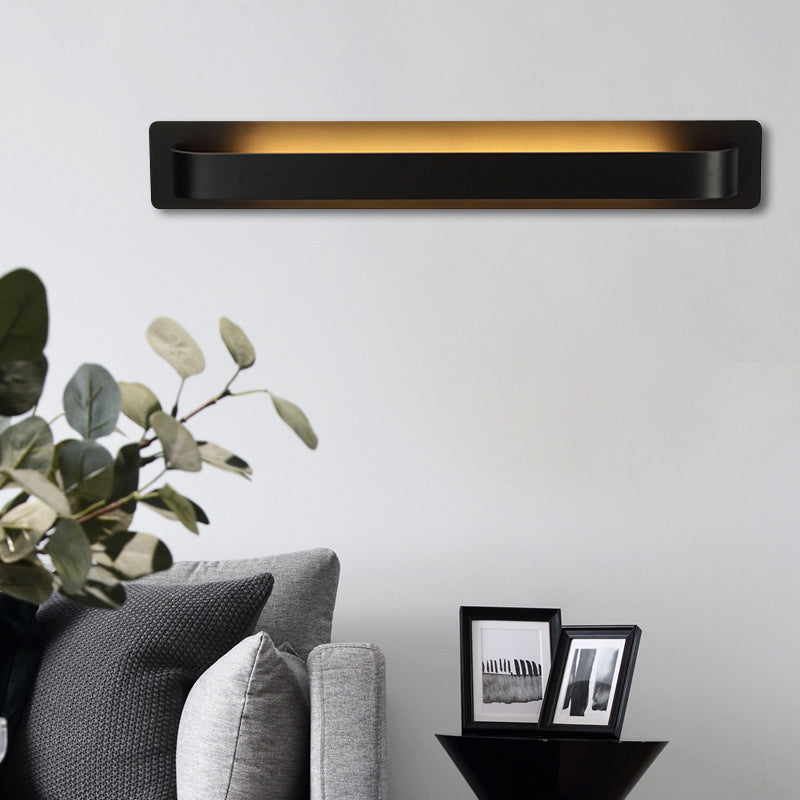 Black/Gray/White Linear Wall Sconce Simple Style Integrated LED Metal Wall Lamp for Living Room Clearhalo 'Cast Iron' 'Glass' 'Industrial' 'Modern wall lights' 'Modern' 'Tiffany' 'Traditional wall lights' 'Wall Lamps & Sconces' 'Wall Lights' Lighting' 145806