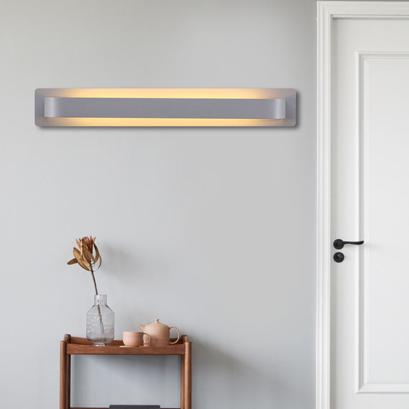 Black/Gray/White Linear Wall Sconce Simple Style Integrated LED Metal Wall Lamp for Living Room Grey Clearhalo 'Cast Iron' 'Glass' 'Industrial' 'Modern wall lights' 'Modern' 'Tiffany' 'Traditional wall lights' 'Wall Lamps & Sconces' 'Wall Lights' Lighting' 145808
