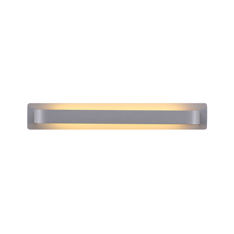 Black/Gray/White Linear Wall Sconce Simple Style Integrated LED Metal Wall Lamp for Living Room Clearhalo 'Cast Iron' 'Glass' 'Industrial' 'Modern wall lights' 'Modern' 'Tiffany' 'Traditional wall lights' 'Wall Lamps & Sconces' 'Wall Lights' Lighting' 145810