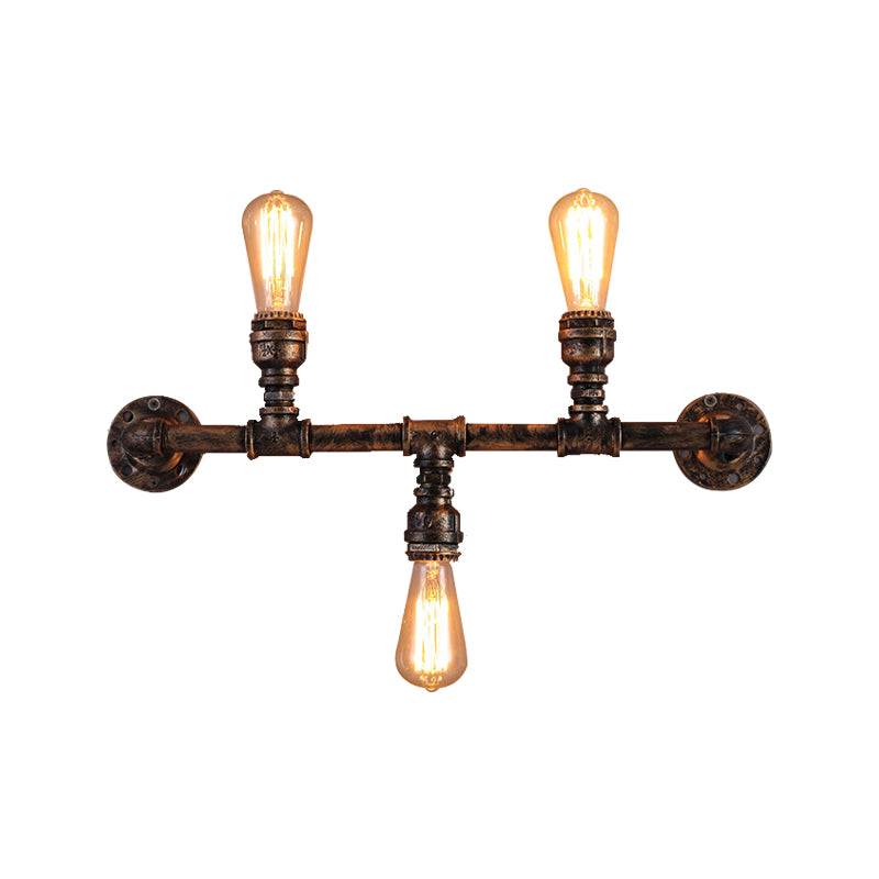 Metal Up and Down Wall Sconce with Pipe Design Vintage Style 3 Bulbs Living Room Wall Mount Light in Bronze Clearhalo 'Art deco wall lights' 'Cast Iron' 'Glass' 'Industrial wall lights' 'Industrial' 'Middle century wall lights' 'Modern' 'Rustic wall lights' 'Tiffany' 'Traditional wall lights' 'Wall Lamps & Sconces' 'Wall Lights' Lighting' 145827