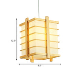 Wood Wire Cage Cuboid Pendant Lamp Japanese Single Ceiling Suspension Light in Beige Clearhalo 'Ceiling Lights' 'Pendant Lights' 'Pendants' Lighting' 1458378