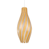 Modern Stylish 1-Light Hanging Light Beige Twisty Vase Suspension Pendant Light with Wood Shade, 6.5"/10" Width Clearhalo 'Ceiling Lights' 'Pendant Lights' 'Pendants' Lighting' 1458453