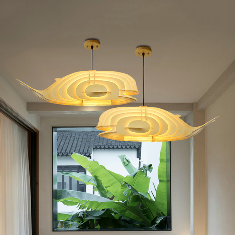 Japanese Style Whale Drop Pendant Wood 1 Head Sushi Restaurant Hanging Lamp Kit in Beige Clearhalo 'Ceiling Lights' 'Pendant Lights' 'Pendants' Lighting' 1458528