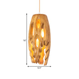 Cylindrical Cutouts Bistro Pendulum Light Wood 1-Light Lodge Pendant Ceiling Light Clearhalo 'Ceiling Lights' 'Pendant Lights' 'Pendants' Lighting' 1458605