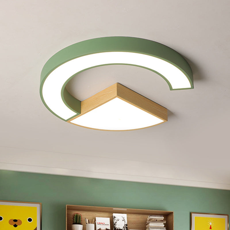 Arch and Sector Acrylic Ceiling Light Nordic Green/Grey-Wood 16.5"/20.5" Wide LED Flush Mounted Lamp in Warm/White Light Clearhalo 'Ceiling Lights' 'Close To Ceiling Lights' 'Close to ceiling' 'Flush mount' Lighting' 1458616