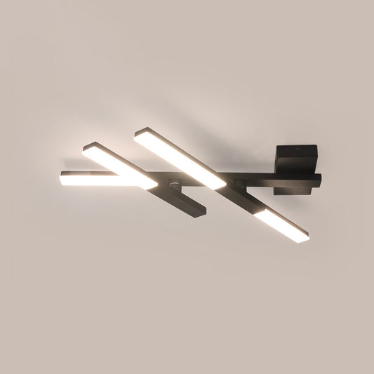 Black Intersected Flush Mount Lamp Minimalist Aluminum LED Ceiling Flush Light for Bedroom Clearhalo 'Ceiling Lights' 'Close To Ceiling Lights' 'Close to ceiling' 'Flush mount' Lighting' 1458689