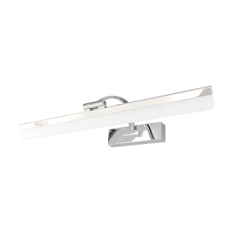 Acrylic Rectangular Wall Lighting Simple Stylish Integrated LED Nickel Finish Vanity Lamp in Warm/White Light, 16.5"/20.5" W Clearhalo 'Cast Iron' 'Glass' 'Industrial' 'Modern wall lights' 'Modern' 'Tiffany' 'Traditional wall lights' 'Vanity Lights' 'Wall Lights' Lighting' 145869