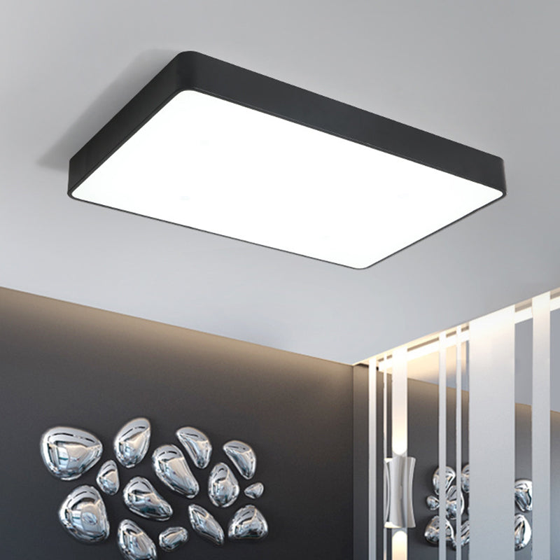 Black/White Rectangle Flush Mount Simplicity Iron LED Flush Ceiling Light with Acrylic Diffuser Clearhalo 'Ceiling Lights' 'Close To Ceiling Lights' 'Close to ceiling' 'Flush mount' Lighting' 1458696