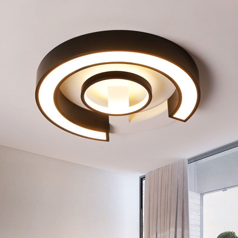 Black Curved LED Flush Mount Modernism Acrylic Flush Ceiling Light Fixture in Warm/White Light, 18"/21.5" Width Clearhalo 'Ceiling Lights' 'Close To Ceiling Lights' 'Close to ceiling' 'Flush mount' Lighting' 1458731