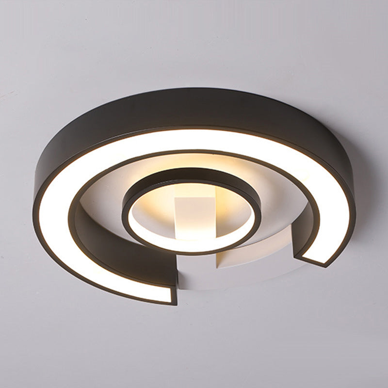 Black Curved LED Flush Mount Modernism Acrylic Flush Ceiling Light Fixture in Warm/White Light, 18"/21.5" Width Clearhalo 'Ceiling Lights' 'Close To Ceiling Lights' 'Close to ceiling' 'Flush mount' Lighting' 1458734