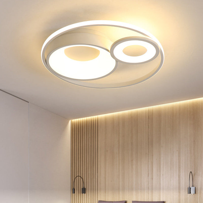 3 Circles Hotel Ceiling Lighting Metallic Nordic 16"/19.5" Wide LED Flush Mount Fixture in Warm/White Light, Black/White Clearhalo 'Ceiling Lights' 'Close To Ceiling Lights' 'Close to ceiling' 'Flush mount' Lighting' 1458737