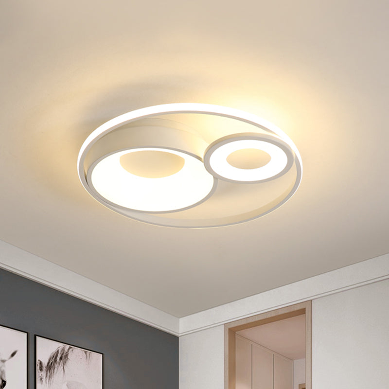 3 Circles Hotel Ceiling Lighting Metallic Nordic 16"/19.5" Wide LED Flush Mount Fixture in Warm/White Light, Black/White White Clearhalo 'Ceiling Lights' 'Close To Ceiling Lights' 'Close to ceiling' 'Flush mount' Lighting' 1458738