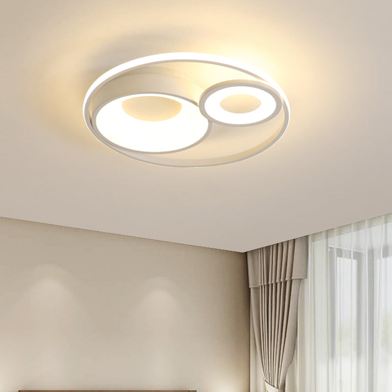 3 Circles Hotel Ceiling Lighting Metallic Nordic 16"/19.5" Wide LED Flush Mount Fixture in Warm/White Light, Black/White Clearhalo 'Ceiling Lights' 'Close To Ceiling Lights' 'Close to ceiling' 'Flush mount' Lighting' 1458739