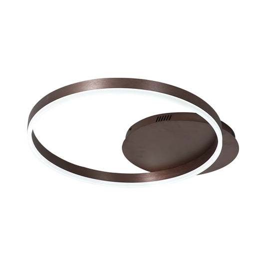 Minimalist 1/2-Head LED Ceiling Flush Aluminum Coffee Circle Flushmount Lighting in Warm/White Light, 12"/16"/8"+16" W Clearhalo 'Ceiling Lights' 'Close To Ceiling Lights' 'Close to ceiling' 'Flush mount' Lighting' 1458749