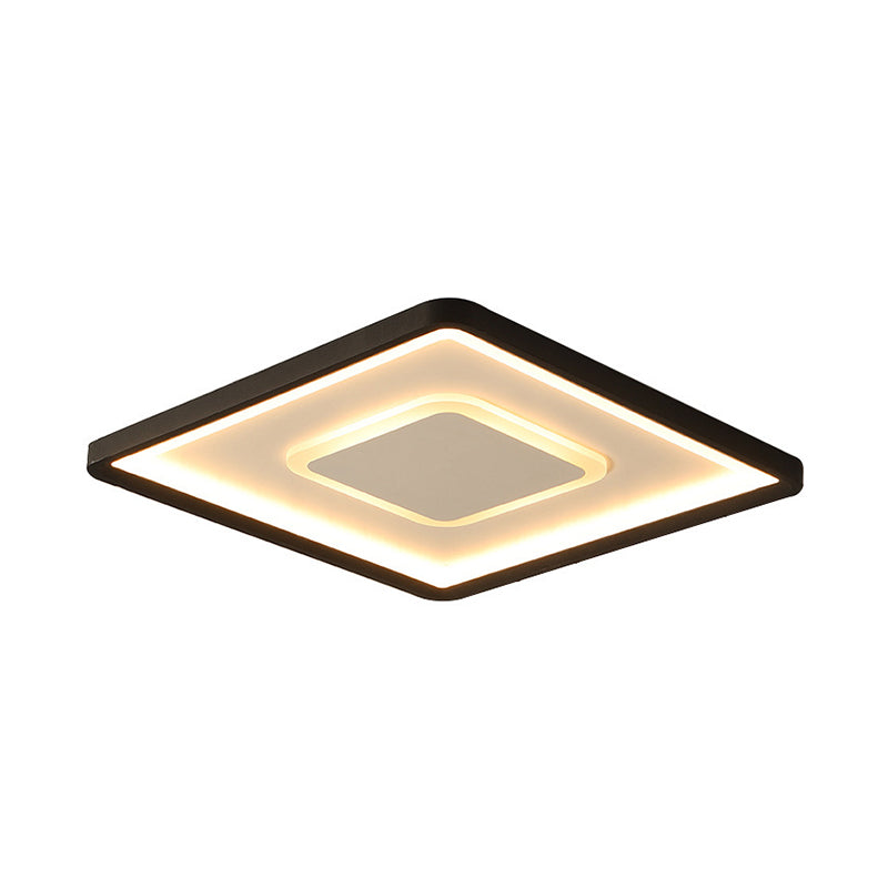 2 Layers Square Thin Flush Light Fixture Simplicity Acrylic Black 16/19.5 Inch Wide LED Ceiling Mount Lamp in Warm/White Light Clearhalo 'Ceiling Lights' 'Close To Ceiling Lights' 'Close to ceiling' 'Flush mount' Lighting' 1458761