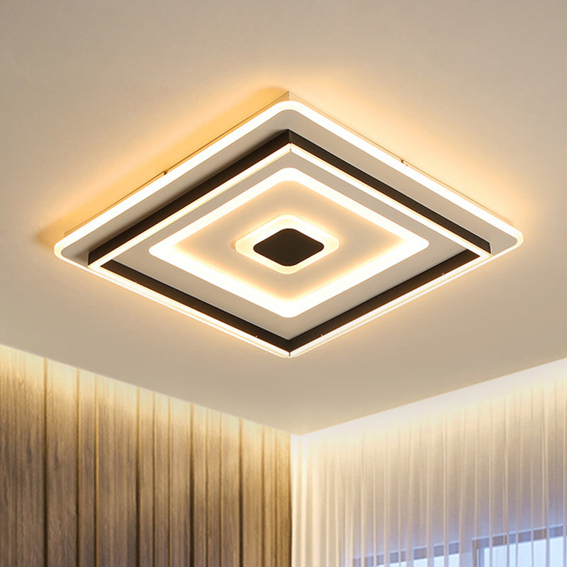 Acrylic Overlapped Square Flushmount Modern Stylish 18/21.5 Wide LED Ceiling Mounted Light in Black, Warm/White Light Clearhalo 'Ceiling Lights' 'Close To Ceiling Lights' 'Close to ceiling' 'Flush mount' Lighting' 1458764