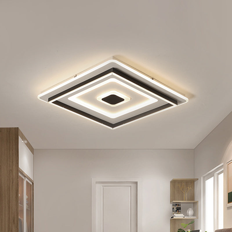 Acrylic Overlapped Square Flushmount Modern Stylish 18/21.5 Wide LED Ceiling Mounted Light in Black, Warm/White Light Black Clearhalo 'Ceiling Lights' 'Close To Ceiling Lights' 'Close to ceiling' 'Flush mount' Lighting' 1458765