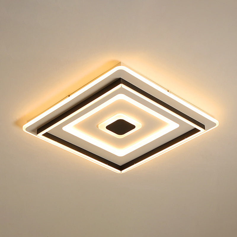 Acrylic Overlapped Square Flushmount Modern Stylish 18/21.5 Wide LED Ceiling Mounted Light in Black, Warm/White Light Clearhalo 'Ceiling Lights' 'Close To Ceiling Lights' 'Close to ceiling' 'Flush mount' Lighting' 1458767