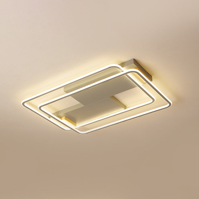 Overlap Rectangle Aluminum Ceiling Lamp Contemporary Grey LED Flush Mount Lamp in Warm/White Light Clearhalo 'Ceiling Lights' 'Close To Ceiling Lights' 'Close to ceiling' 'Flush mount' Lighting' 1458773