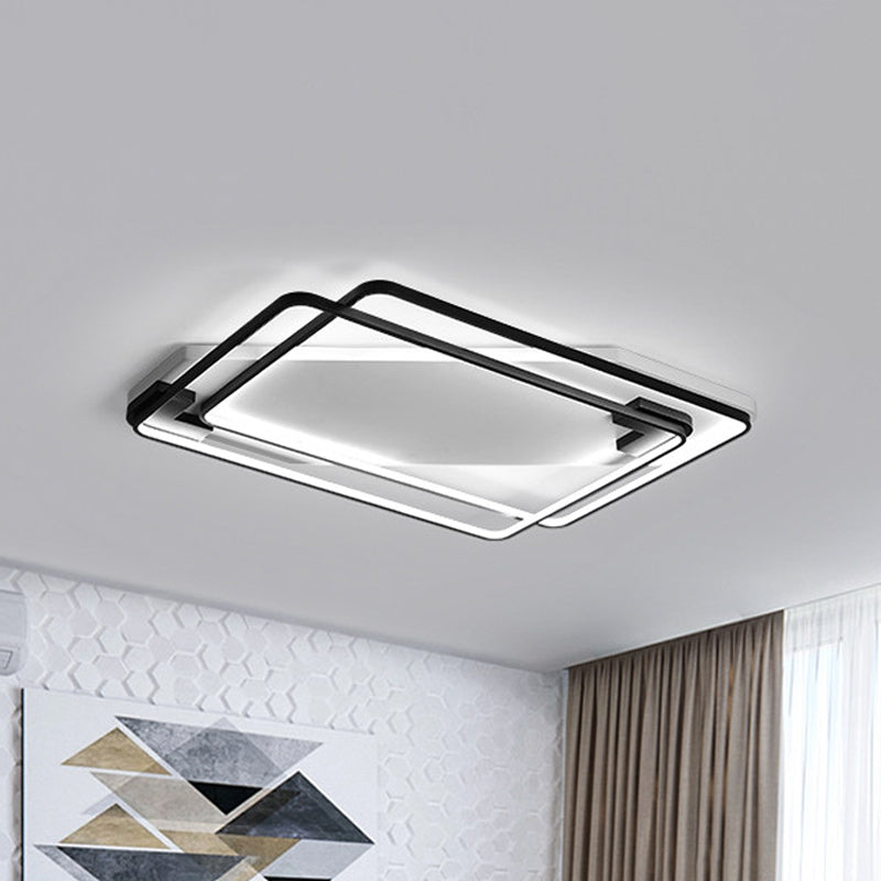 Modern LED Ceiling Light Fixture Aluminum Black-White Overlapping Rectangle Flush Mount in Warm/White Light for Living Room Clearhalo 'Ceiling Lights' 'Close To Ceiling Lights' 'Close to ceiling' 'Flush mount' Lighting' 1458777