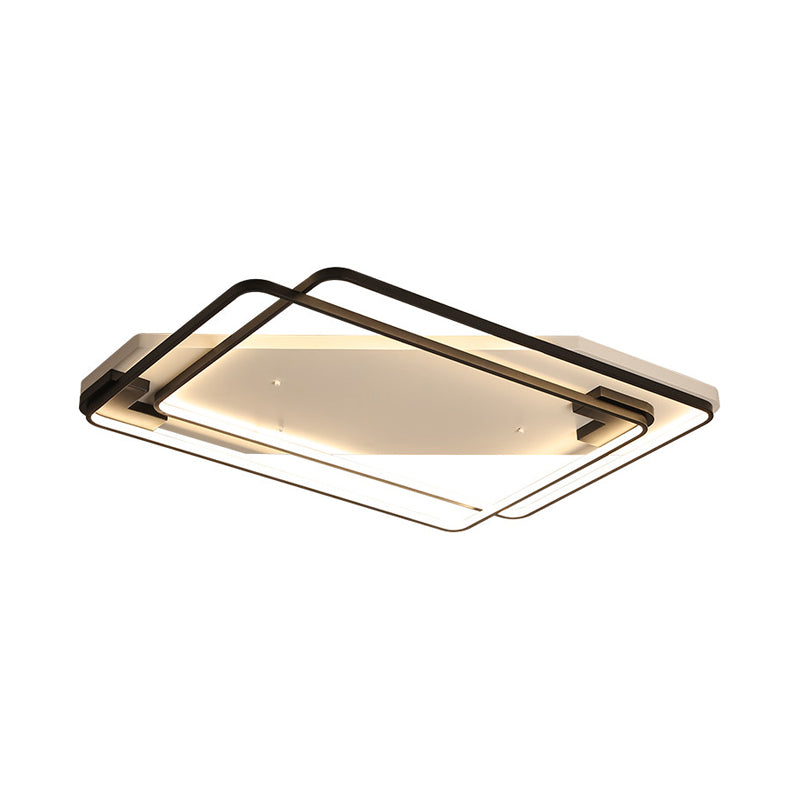 Modern LED Ceiling Light Fixture Aluminum Black-White Overlapping Rectangle Flush Mount in Warm/White Light for Living Room Clearhalo 'Ceiling Lights' 'Close To Ceiling Lights' 'Close to ceiling' 'Flush mount' Lighting' 1458778