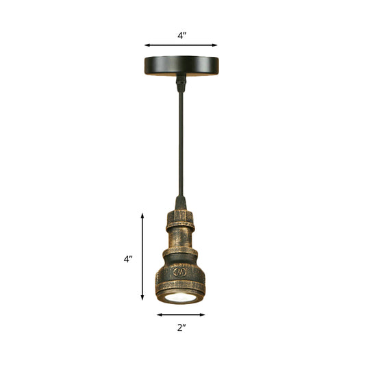 Antique Style Mini Pendant Lamp with Water Pipe 1 Light Wrought Iron Lighting Fixture in Aged Brass Clearhalo 'Art Deco Pendants' 'Cast Iron' 'Ceiling Lights' 'Ceramic' 'Crystal' 'Industrial Pendants' 'Industrial' 'Metal' 'Middle Century Pendants' 'Pendant Lights' 'Pendants' 'Tiffany' Lighting' 145877