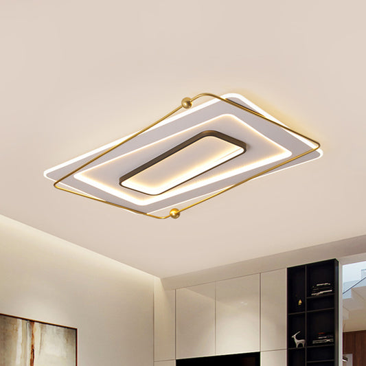 White-Gold Layered Rectangular Flushmount Modernism Acrylic LED Ceiling Flush Light in Warm/White Light Clearhalo 'Ceiling Lights' 'Close To Ceiling Lights' 'Close to ceiling' 'Flush mount' Lighting' 1458780