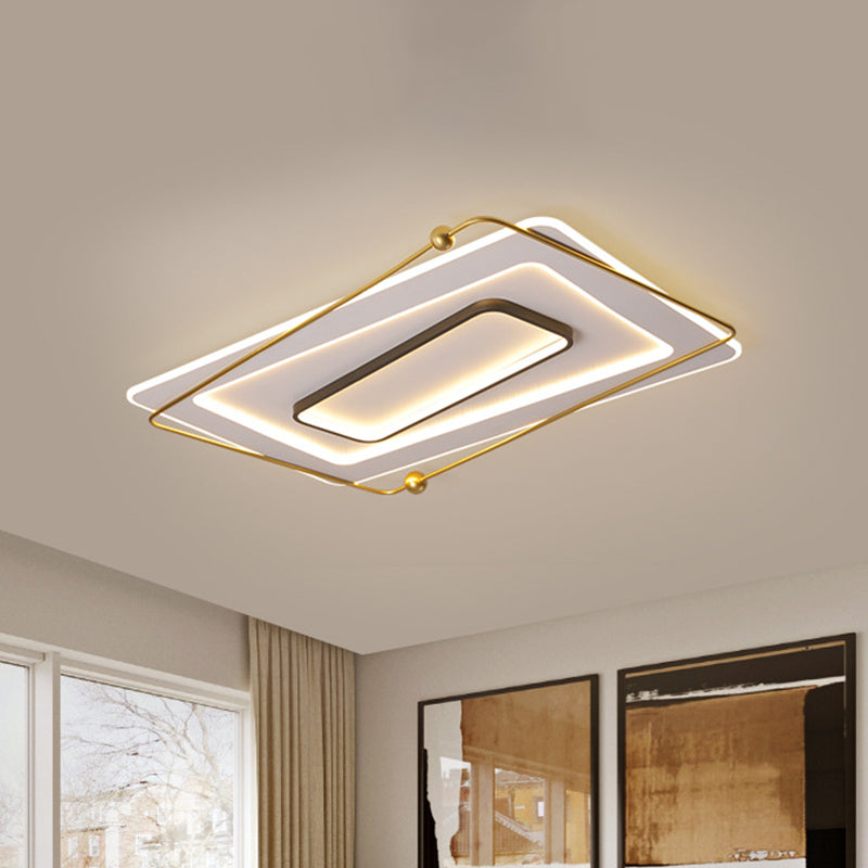 White-Gold Layered Rectangular Flushmount Modernism Acrylic LED Ceiling Flush Light in Warm/White Light Clearhalo 'Ceiling Lights' 'Close To Ceiling Lights' 'Close to ceiling' 'Flush mount' Lighting' 1458782