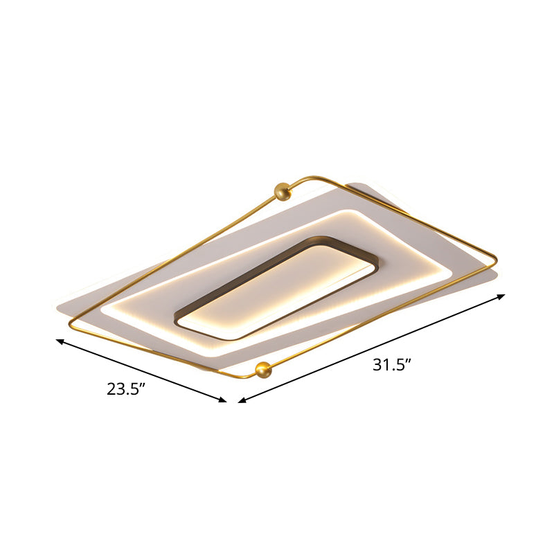 White-Gold Layered Rectangular Flushmount Modernism Acrylic LED Ceiling Flush Light in Warm/White Light Clearhalo 'Ceiling Lights' 'Close To Ceiling Lights' 'Close to ceiling' 'Flush mount' Lighting' 1458784