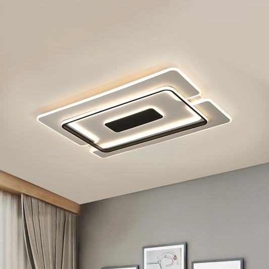 Slim Rectangle Tier Surface Ceiling Light Modernism Acrylic Living Room LED Flush Mounted Lamp in Black-White Clearhalo 'Ceiling Lights' 'Close To Ceiling Lights' 'Close to ceiling' 'Flush mount' Lighting' 1458816