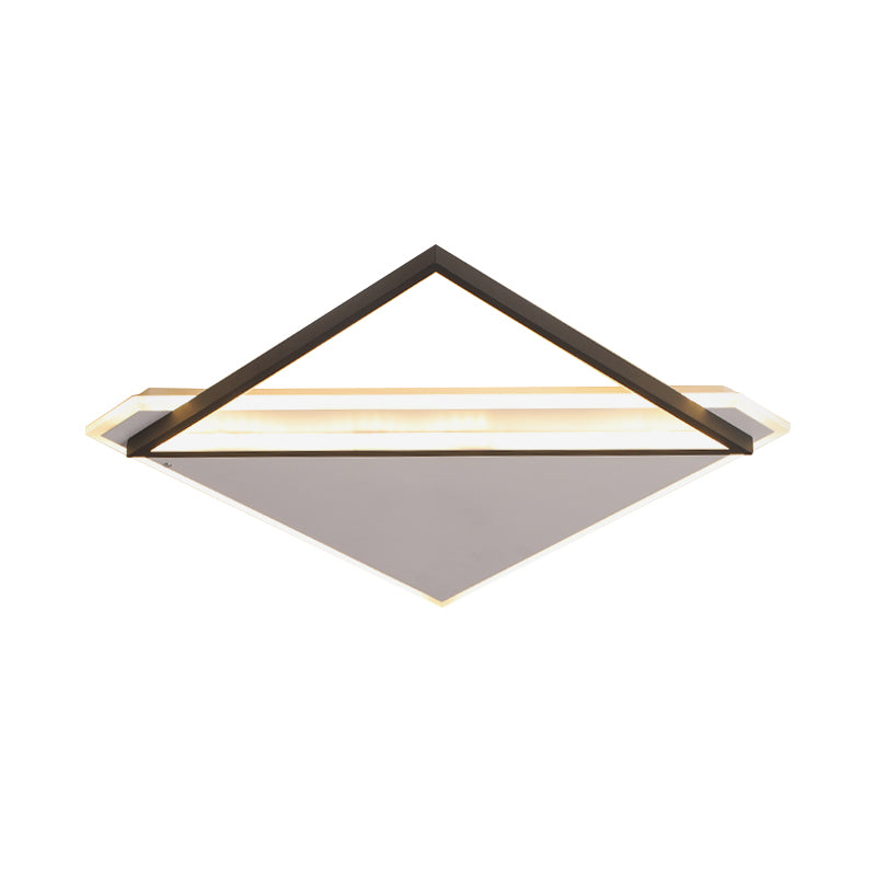 Frame-Panel Combined Rhombus Flushmount Minimal Creative Metal Black-White LED Ceiling Light in Warm/White Light, 16.5"/20.5" Wide Clearhalo 'Ceiling Lights' 'Close To Ceiling Lights' 'Close to ceiling' 'Flush mount' Lighting' 1458844