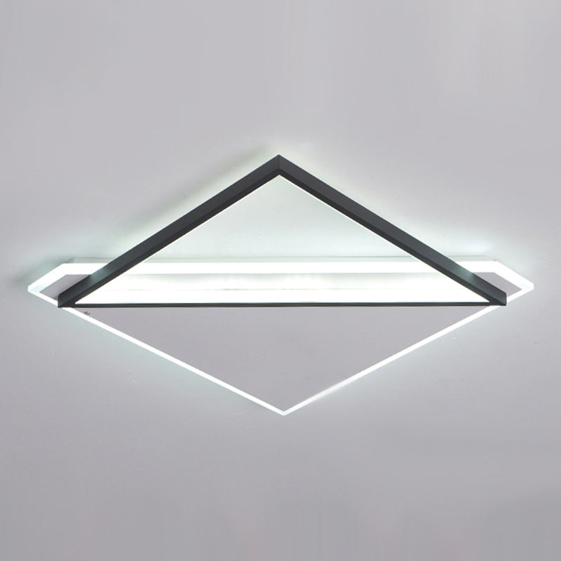 Frame-Panel Combined Rhombus Flushmount Minimal Creative Metal Black-White LED Ceiling Light in Warm/White Light, 16.5"/20.5" Wide Clearhalo 'Ceiling Lights' 'Close To Ceiling Lights' 'Close to ceiling' 'Flush mount' Lighting' 1458845