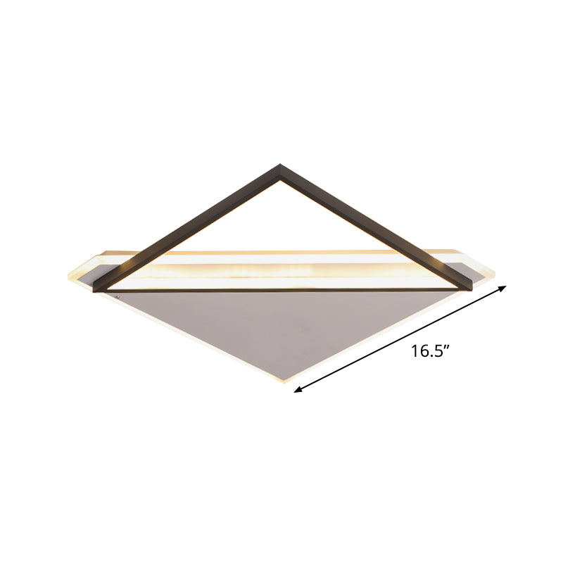 Frame-Panel Combined Rhombus Flushmount Minimal Creative Metal Black-White LED Ceiling Light in Warm/White Light, 16.5"/20.5" Wide Clearhalo 'Ceiling Lights' 'Close To Ceiling Lights' 'Close to ceiling' 'Flush mount' Lighting' 1458846