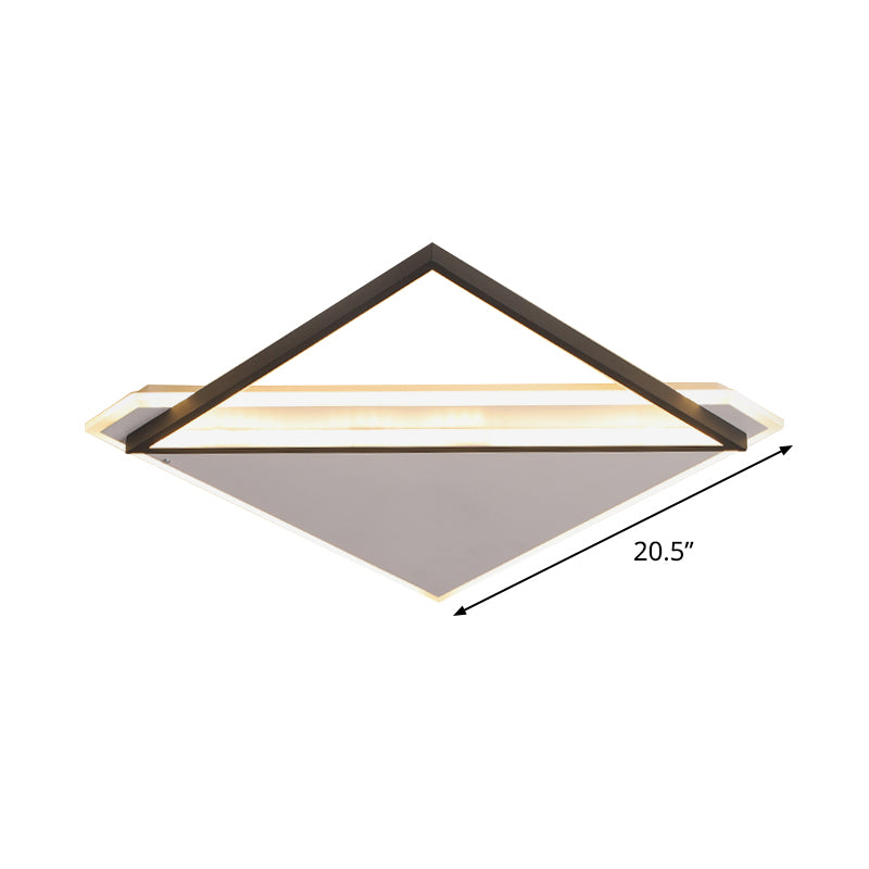 Frame-Panel Combined Rhombus Flushmount Minimal Creative Metal Black-White LED Ceiling Light in Warm/White Light, 16.5"/20.5" Wide Clearhalo 'Ceiling Lights' 'Close To Ceiling Lights' 'Close to ceiling' 'Flush mount' Lighting' 1458847