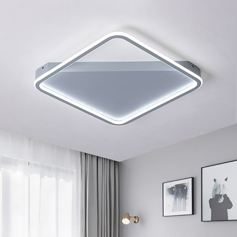 Simple Slim Square Hoop Ceiling Flush Iron Bedroom 16.5"/22" Wide LED Flush Mounted Lighting in Warm/White Light Clearhalo 'Ceiling Lights' 'Close To Ceiling Lights' 'Close to ceiling' 'Flush mount' Lighting' 1458854