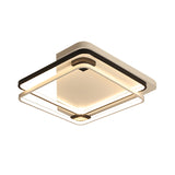 Dual Square Ring Design Flush Mount Minimalism Silica Gel Lounge 18"/22" W LED Ceiling Lamp in Warm/White Light, Black-White Clearhalo 'Ceiling Lights' 'Close To Ceiling Lights' 'Close to ceiling' 'Flush mount' Lighting' 1458866