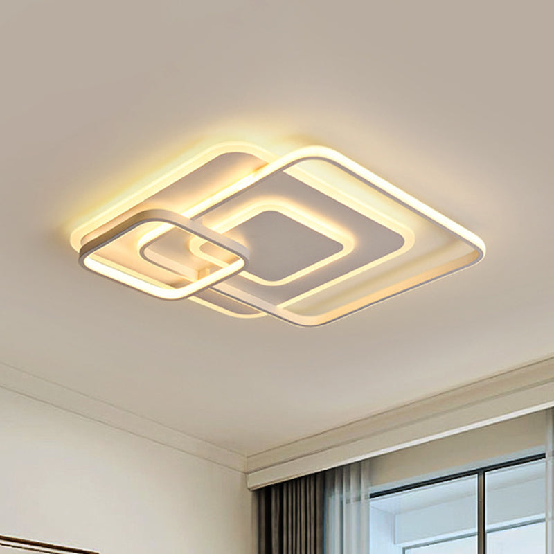 18"/21.5" W Hotel LED Flush Mount Light Modern White Close to Ceiling Lamp with Stacking Square Acrylic Frame in Warm/White Light Clearhalo 'Ceiling Lights' 'Close To Ceiling Lights' 'Close to ceiling' 'Flush mount' Lighting' 1458876