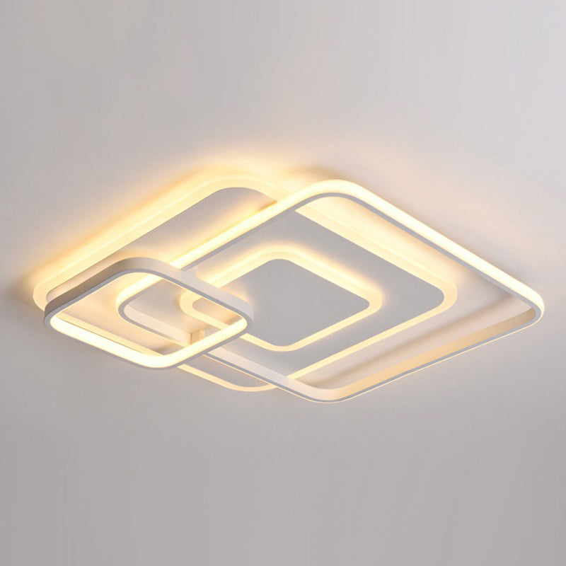 18"/21.5" W Hotel LED Flush Mount Light Modern White Close to Ceiling Lamp with Stacking Square Acrylic Frame in Warm/White Light Clearhalo 'Ceiling Lights' 'Close To Ceiling Lights' 'Close to ceiling' 'Flush mount' Lighting' 1458879