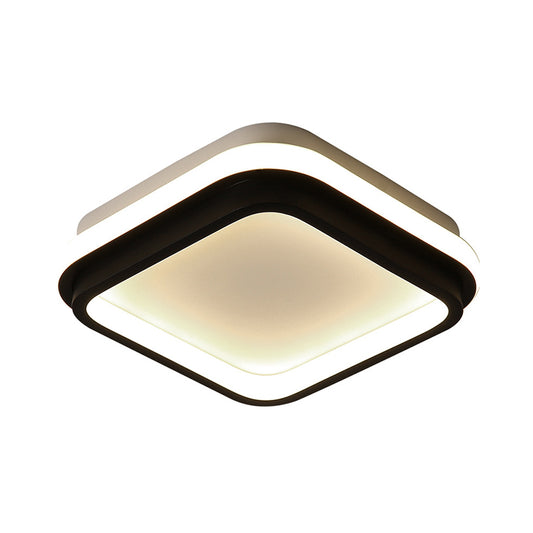 Minimalist LED Ceiling Mount Lamp Iron Black and White Square/Round Small Flush Light in Warm/White Light with Recessed Diffuser Clearhalo 'Ceiling Lights' 'Close To Ceiling Lights' 'Close to ceiling' 'Flush mount' Lighting' 1458898