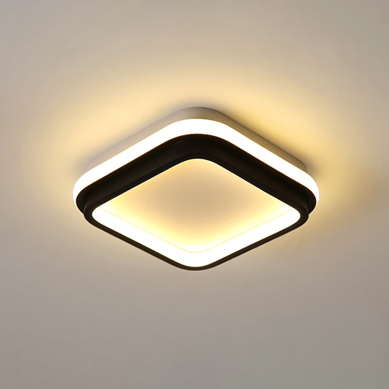 Minimalist LED Ceiling Mount Lamp Iron Black and White Square/Round Small Flush Light in Warm/White Light with Recessed Diffuser Clearhalo 'Ceiling Lights' 'Close To Ceiling Lights' 'Close to ceiling' 'Flush mount' Lighting' 1458899