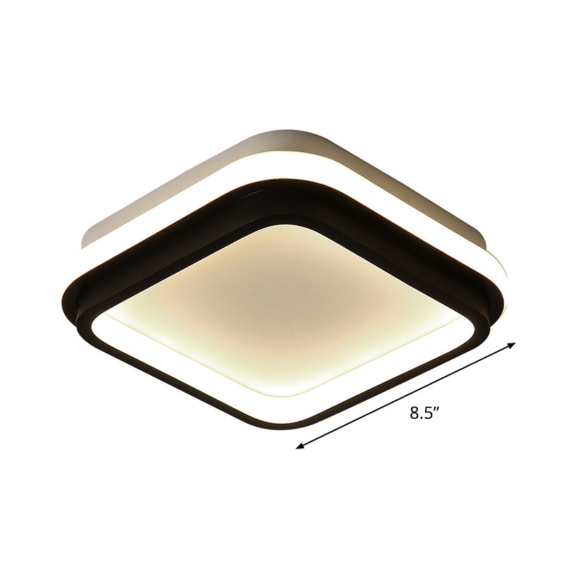 Minimalist LED Ceiling Mount Lamp Iron Black and White Square/Round Small Flush Light in Warm/White Light with Recessed Diffuser Clearhalo 'Ceiling Lights' 'Close To Ceiling Lights' 'Close to ceiling' 'Flush mount' Lighting' 1458900