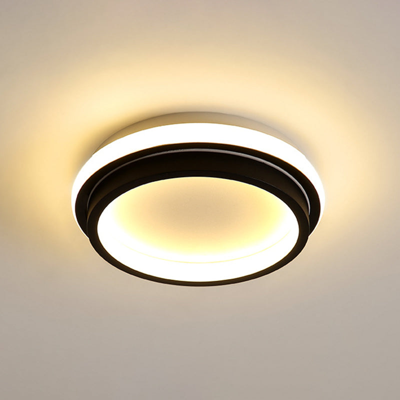 Minimalist LED Ceiling Mount Lamp Iron Black and White Square/Round Small Flush Light in Warm/White Light with Recessed Diffuser Clearhalo 'Ceiling Lights' 'Close To Ceiling Lights' 'Close to ceiling' 'Flush mount' Lighting' 1458904